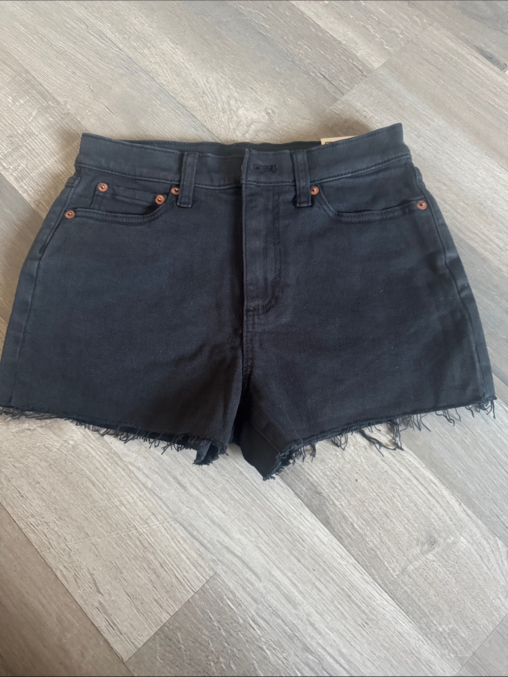 PINK Victoria's Secret Black High-Rise Frayed Denim Shorts